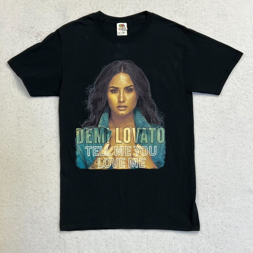 Unisex Demi Lavato Tell Me You Love Me Black Short Sleeve Tee T-Shirt Size Small